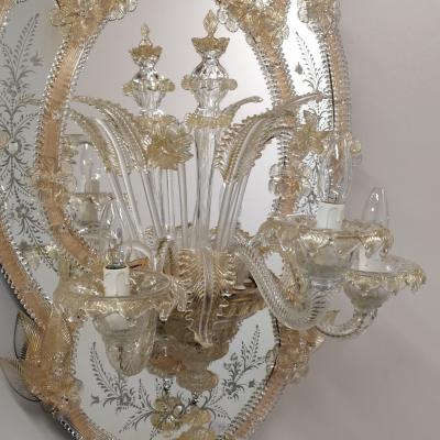  Murano Venetian Wall Sconce Mirrored Applique from Murano