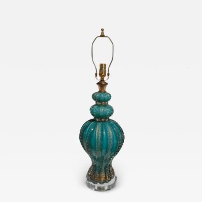 Murano Vintage 1950s Murano Turquoise Blue Italian Art Glass Lamp