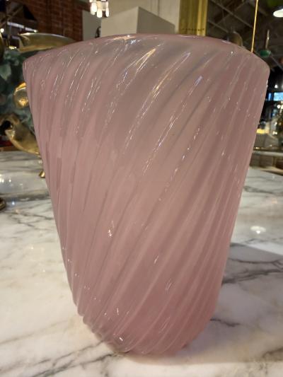  Murano Vintage Italian Murano Pink Swirl Art Glass Vase 1970s