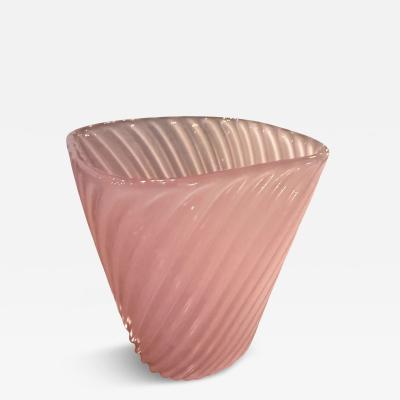  Murano Vintage Italian Murano Pink Swirl Art Glass Vase 1970s