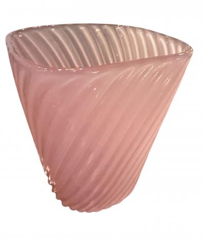 Murano Vintage Italian Murano Pink Swirl Art Glass Vase 1970s