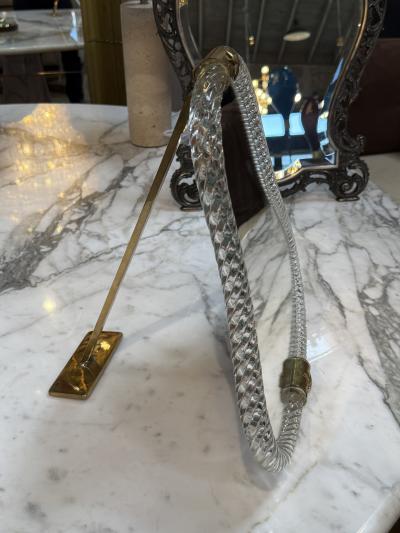  Murano Vintage Murano Style Twisted Art Glass Vanity Mirror with Brass Accents