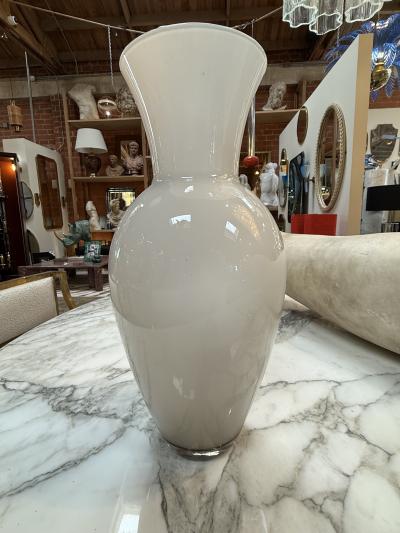  Murano White Murano Art Glass Vase