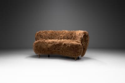  NA J rgensens N A J rgensens M belfabrik Sofa Model 96 in Tibetan Sheepskin Denmark 1950s