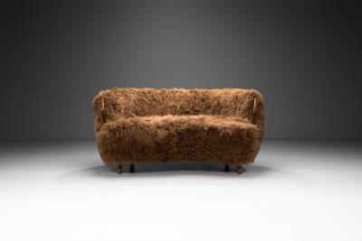  NA J rgensens N A J rgensens M belfabrik Sofa Model 96 in Tibetan Sheepskin Denmark 1950s