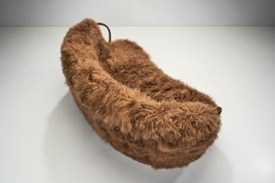  NA J rgensens N A J rgensens M belfabrik Sofa Model 96 in Tibetan Sheepskin Denmark 1950s