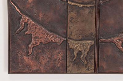  NIALL BRUTON BRUTALIST COPPER AND BRASS WALL SCULPTURE BY NIALL BRUTON