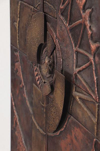  NIALL BRUTON BRUTALIST COPPER AND BRASS WALL SCULPTURE BY NIALL BRUTON