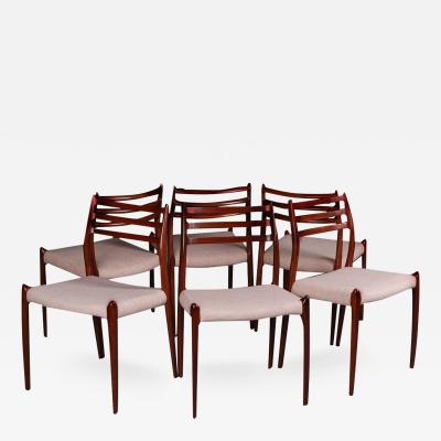  NIELS O MOLLER Mid Century Niels Otto Moller Model 78 Rosewood Dining Chairs set of 6