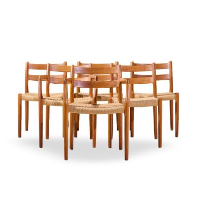  NIELS O MOLLER Niels M ller Models 84 and 67 Danish Teak and Rope Dining Chairs Set of 6