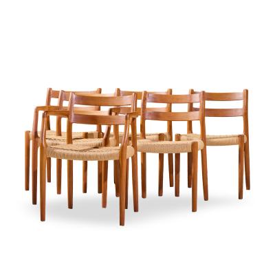  NIELS O MOLLER Niels M ller Models 84 and 67 Danish Teak and Rope Dining Chairs Set of 6