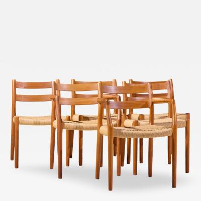  NIELS O MOLLER Niels M ller Models 84 and 67 Danish Teak and Rope Dining Chairs Set of 6