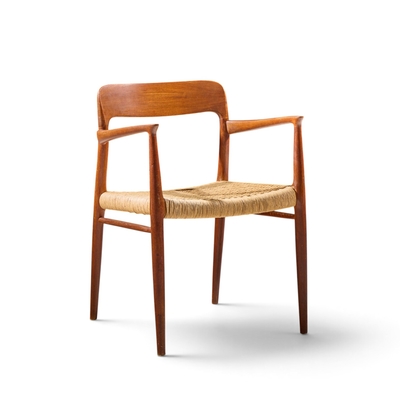 NIELS O MOLLER Niels Moller Model 57 Mid Century Danish Teak and Rope Captains Chairs Pair