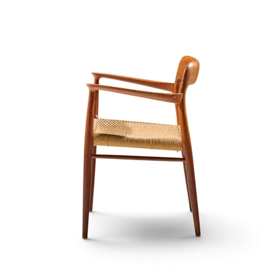  NIELS O MOLLER Niels Moller Model 57 Mid Century Danish Teak and Rope Captains Chairs Pair