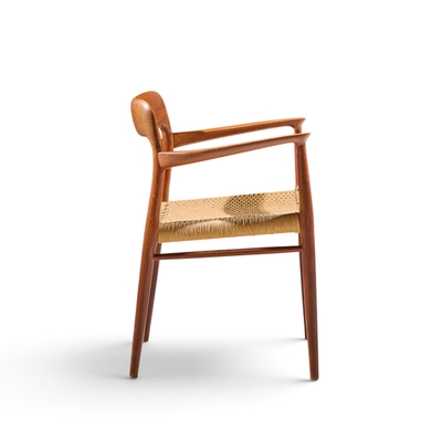  NIELS O MOLLER Niels Moller Model 57 Mid Century Danish Teak and Rope Captains Chairs Pair