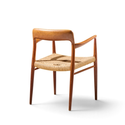  NIELS O MOLLER Niels Moller Model 57 Mid Century Danish Teak and Rope Captains Chairs Pair