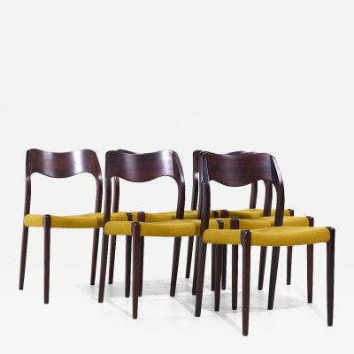  NIELS O MOLLER Niels Moller Model 71 Mid Century Danish Rosewood Dining Chairs Set of 6