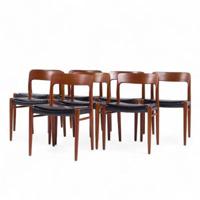 NIELS O MOLLER Niels Moller Model 75 Mid Century Danish Teak Dining Chairs Set of 8