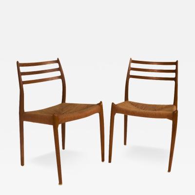  NIELS O MOLLER Pair Mid Century Niels Otto Moller Model 78 Teak Chairs