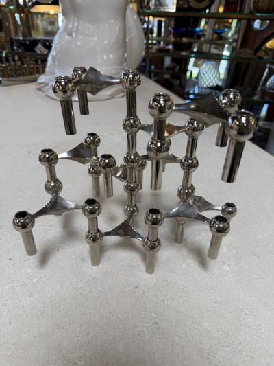 Nagel Stoffi Set of 10 Nagel Stoff Modular Chrome Candle Holders