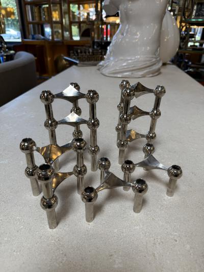  Nagel Stoffi Set of 10 Nagel Stoff Modular Chrome Candle Holders
