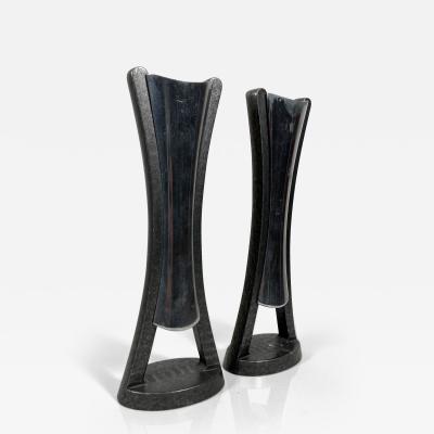  Nambe 2010 Modern Vintage NAMBE Sculptural Candle Holders by Neil Cohen