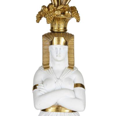  Nast Porcelain Manufactory French Empire period Egyptian style porcelain candelabra