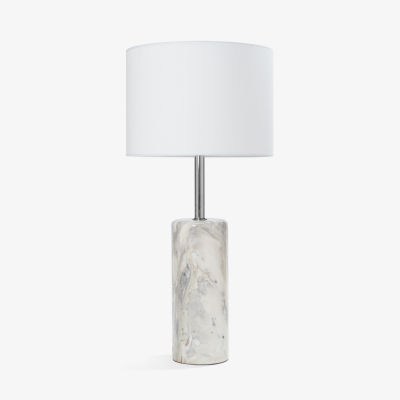  Nessen Studios Arabescato Marble Nickel Table Lamp by Walter von Nessen for Nessen Lamps