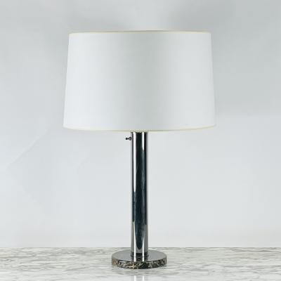  Nessen Studios Large Bauhaus or Art Deco Style Chrome and Marble Table or Desk Lamp