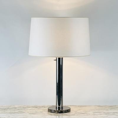  Nessen Studios Large Bauhaus or Art Deco Style Chrome and Marble Table or Desk Lamp