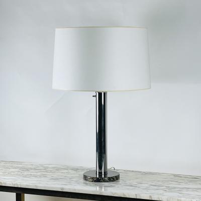  Nessen Studios Large Bauhaus or Art Deco Style Chrome and Marble Table or Desk Lamp