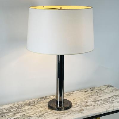  Nessen Studios Large Bauhaus or Art Deco Style Chrome and Marble Table or Desk Lamp