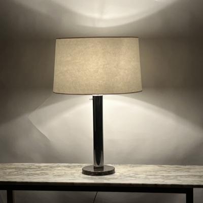  Nessen Studios Large Bauhaus or Art Deco Style Chrome and Marble Table or Desk Lamp