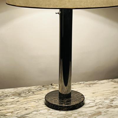  Nessen Studios Large Bauhaus or Art Deco Style Chrome and Marble Table or Desk Lamp