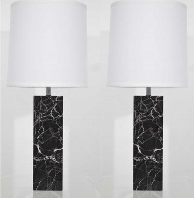  Nessen Studios Nessen Studio Marble Table Lamps in Black Marble