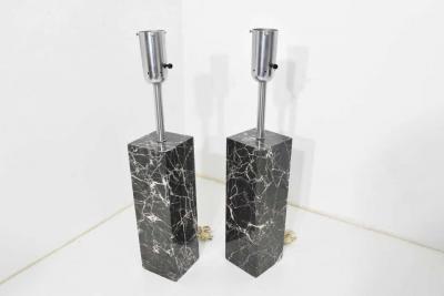  Nessen Studios Pair of Marble Table Lamps by Nessen Studio