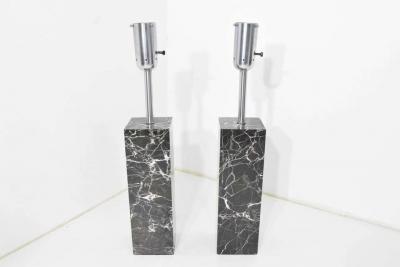  Nessen Studios Pair of Marble Table Lamps by Nessen Studio