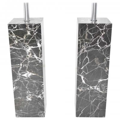  Nessen Studios Pair of Marble Table Lamps by Nessen Studio