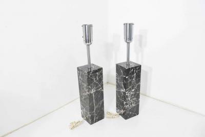  Nessen Studios Pair of Marble Table Lamps by Nessen Studio