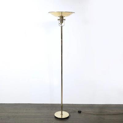  Nessen Studios Pair of Mid Century Articulating Polished Brass Torchieres signed Nessen Studios