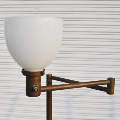  Nessen Studios Vintage Walter Von Nessen Studio Bronze Swing Arm Floor Lamp 1950
