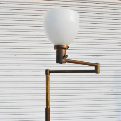  Nessen Studios Vintage Walter Von Nessen Studio Bronze Swing Arm Floor Lamp 1950