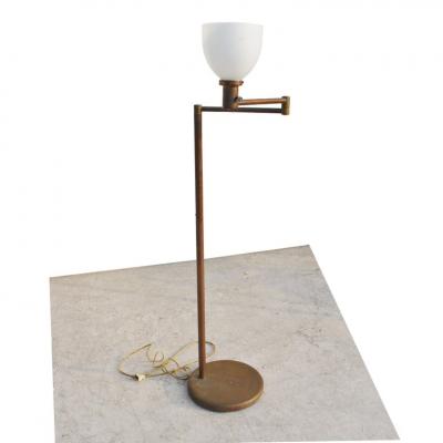  Nessen Studios Vintage Walter Von Nessen Studio Bronze Swing Arm Floor Lamp 1950