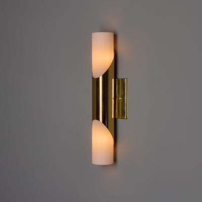  Neuhaus Leuchten Pair of 1960s Neuhaus Leuchten Glass and Brass Sconces By Rolf Krueger