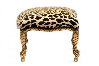  Niccolini Hollywood Regency Napoleon III Style Gilt Rope Tassel Armchairs and Ottomans