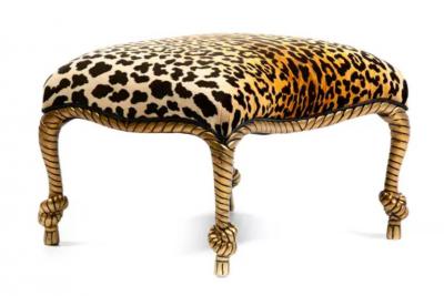  Niccolini Hollywood Regency Napoleon III Style Gilt Rope Tassel Armchairs and Ottomans