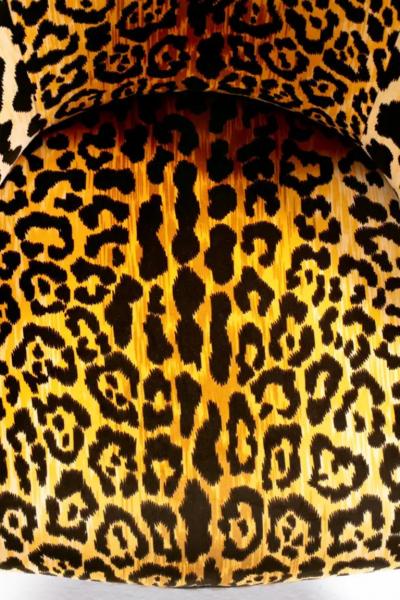  Niccolini Hollywood Regency Napoleon III Style Gilt Rope Tassel Chairs in Leopard Velvet