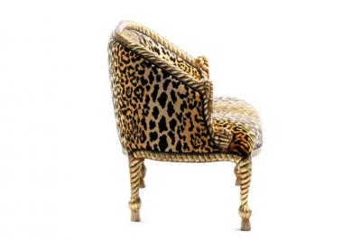  Niccolini Hollywood Regency Napoleon III Style Gilt Rope Tassel Settee in Leopard Velvet