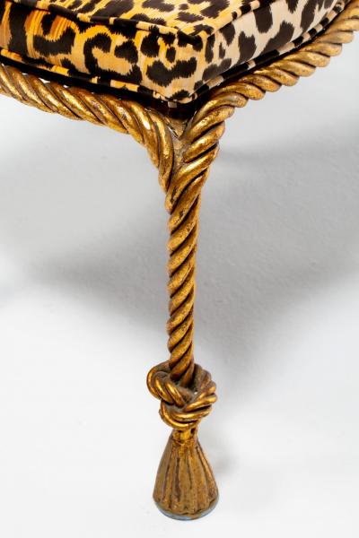  Niccolini Pair of Early 1940s Italian Gilt Rope and Tassel Iron Side Chairs by Niccolini