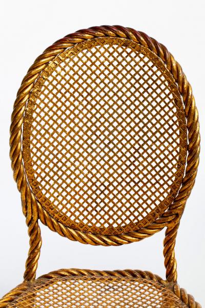  Niccolini Pair of Early 1940s Italian Gilt Rope and Tassel Iron Side Chairs by Niccolini